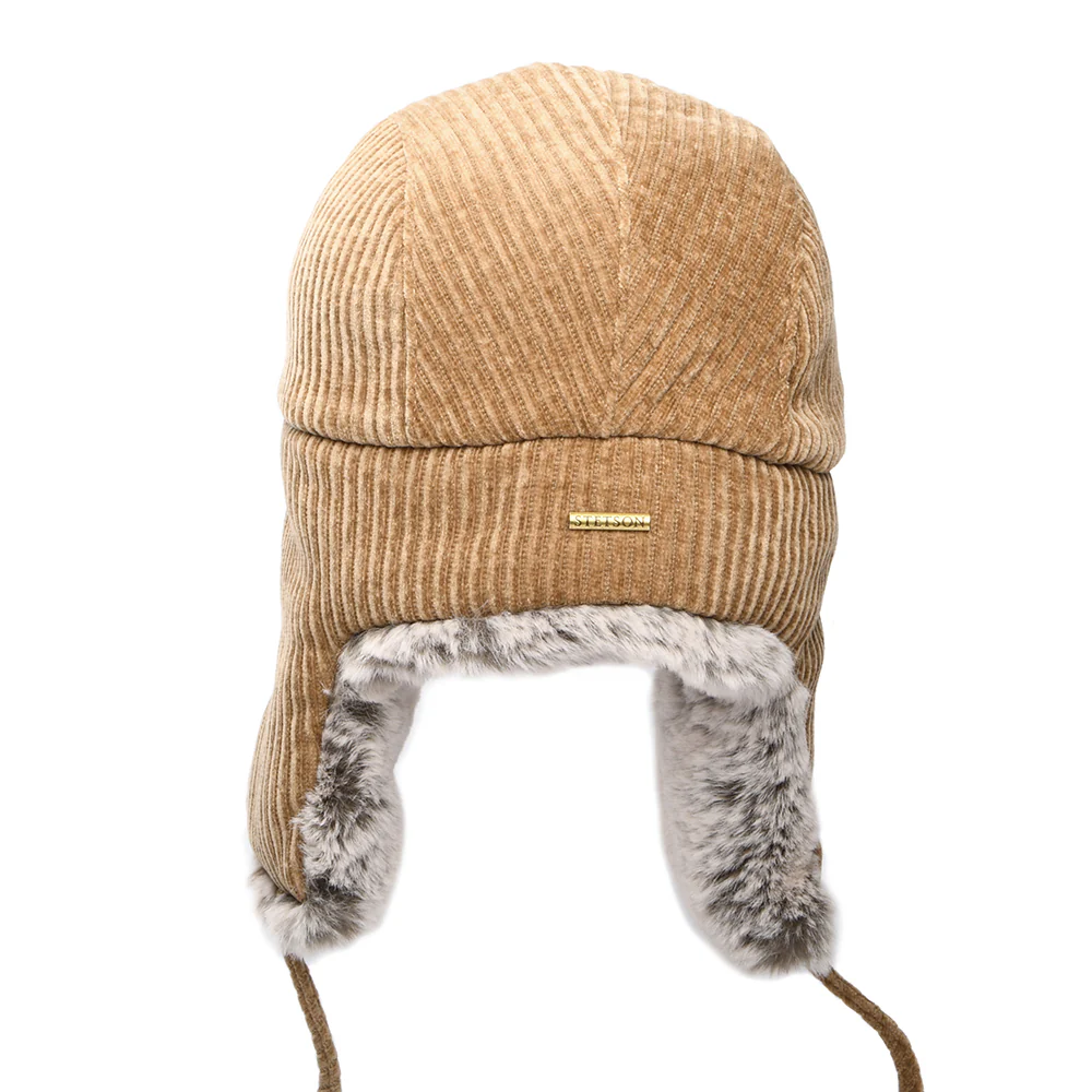 Stetson Bomber Jersey Kord Fliegermütze - Beige - Image 3