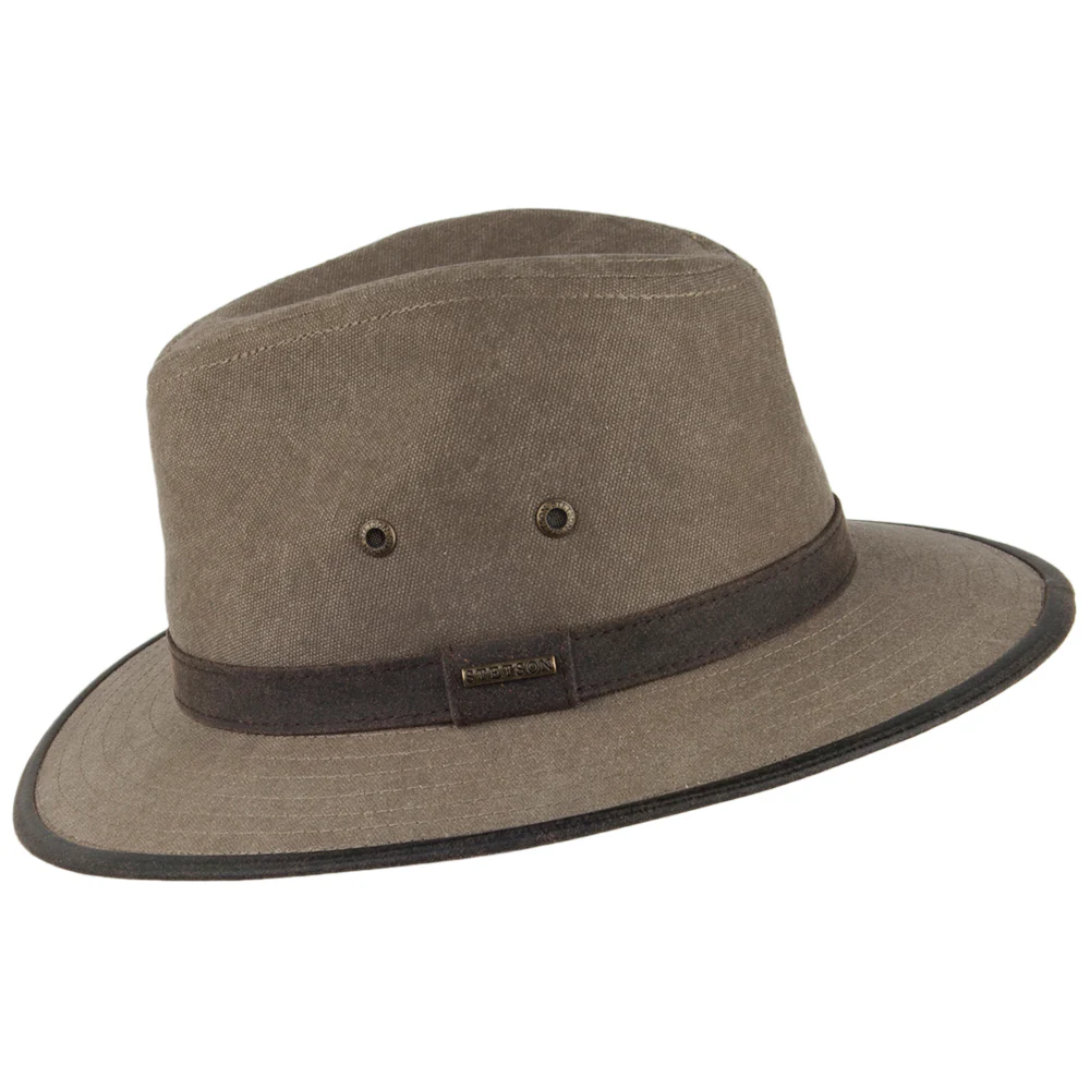 Stetson Canvas Safari Fedora Hut - Khaki - Image 2