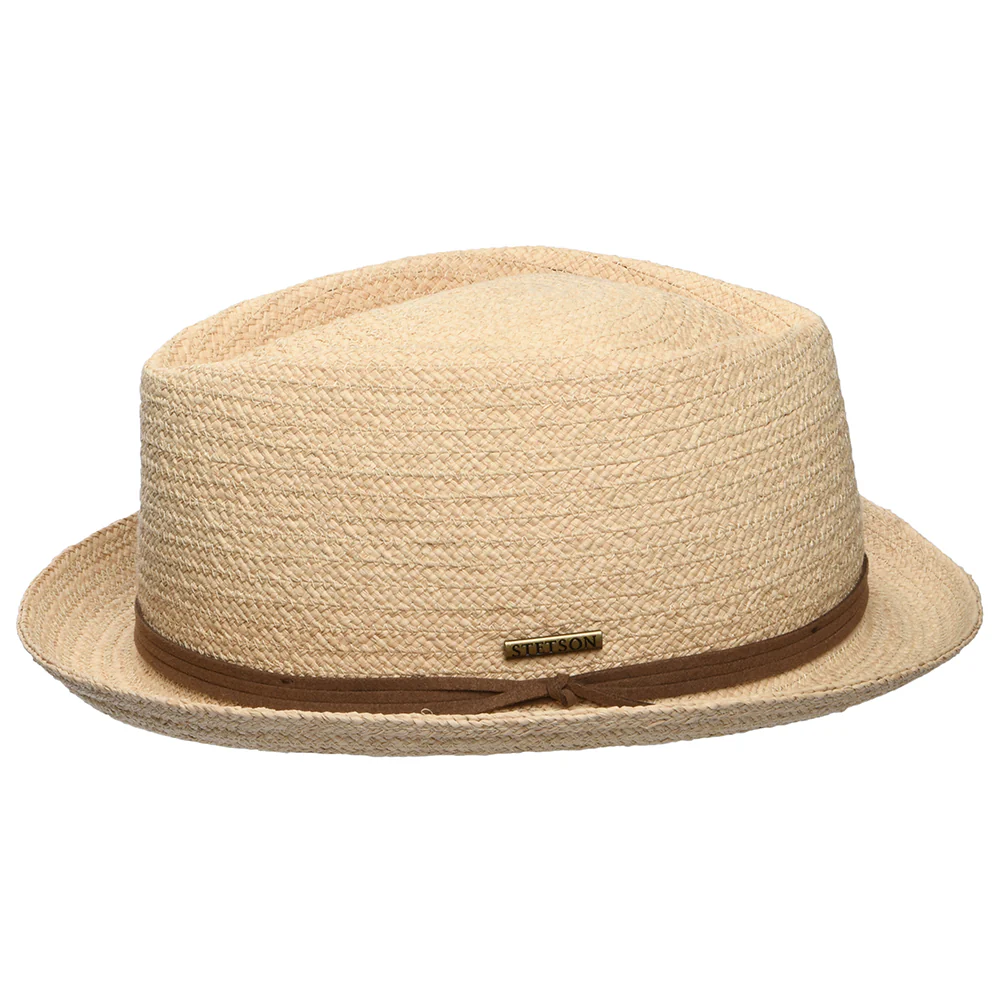 Stetson Diamond Crown Pork Pie Hut aus Raffia-Stroh - Natur - Image 2