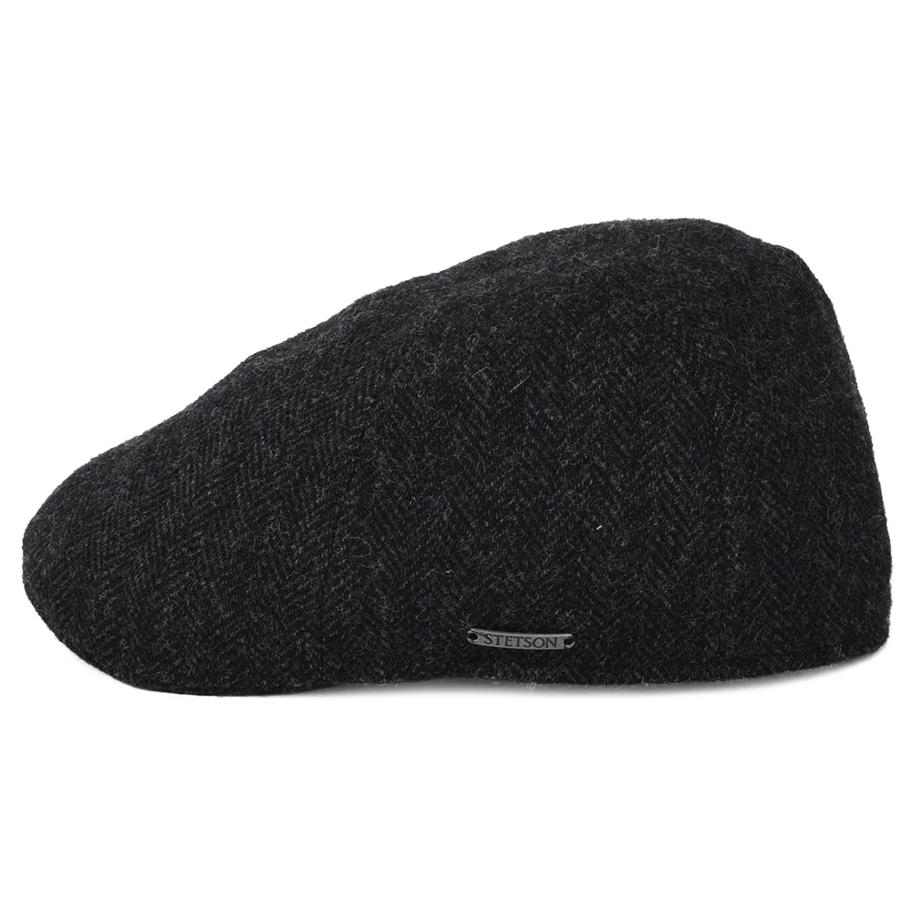 Stetson Duckbill Schiebermütze mit Fischgrätmuster aus Wolle - Dunkelgrau - Image 3