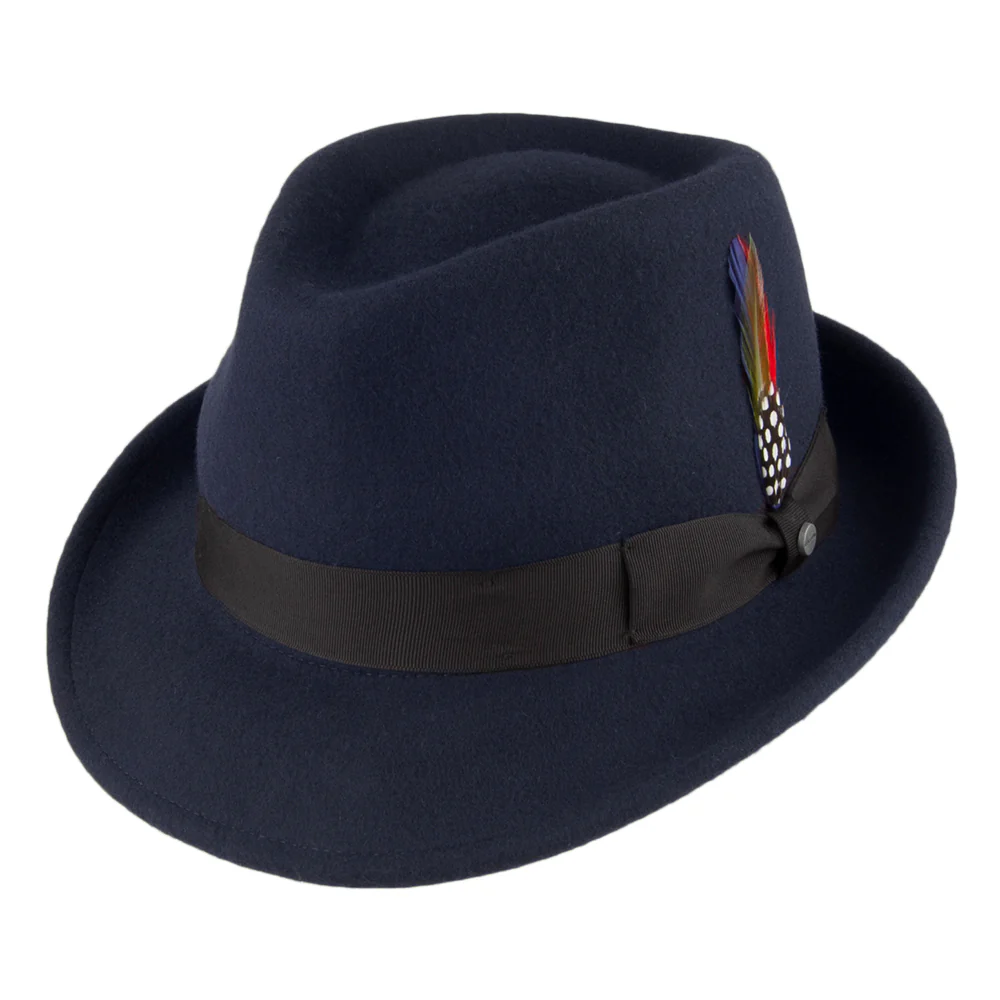 Stetson Elkader Knautschbarer Trilby Hut - Marineblau