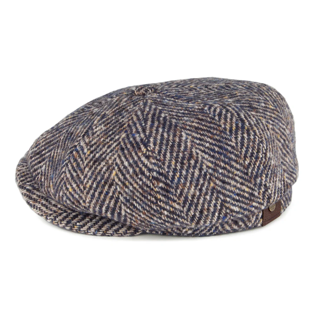 Stetson Hatteras Ballonmütze mit Fischgrätmuster aus Schurwolle - Blau-Braun - Image 3