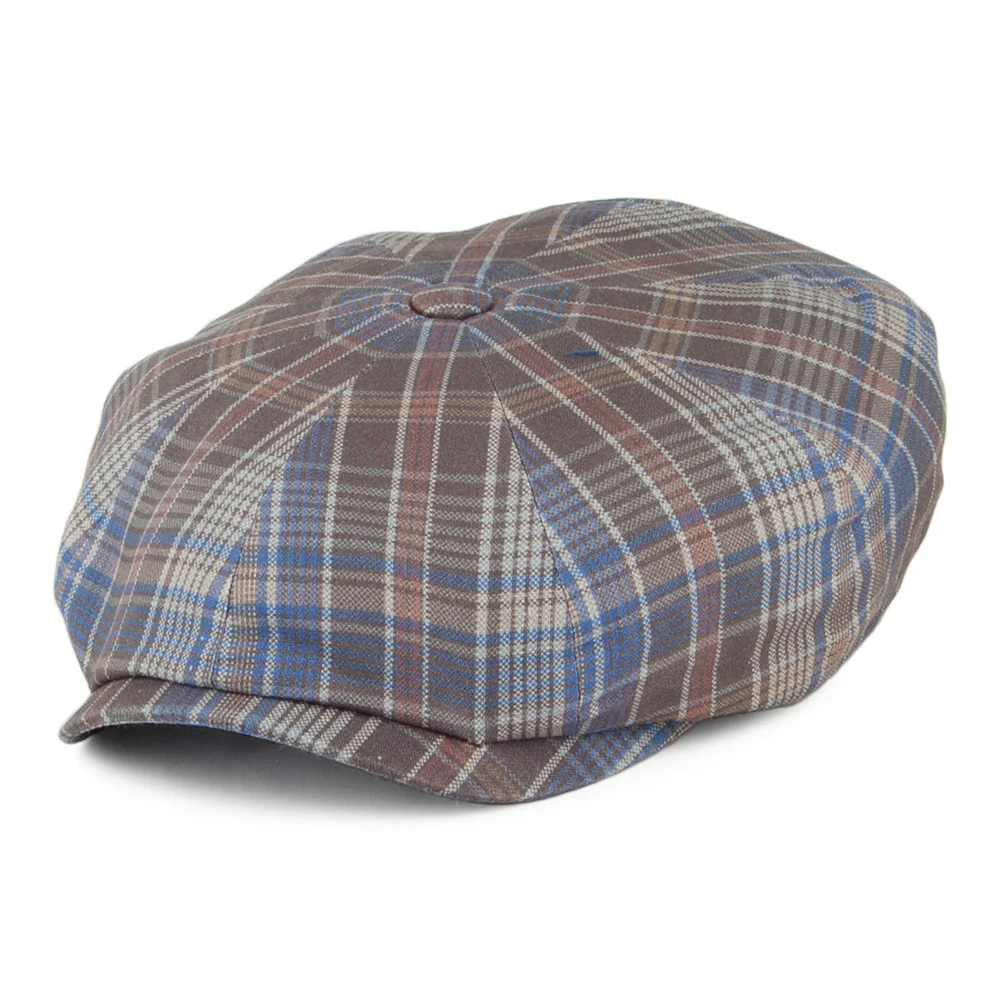 Stetson Karo Ballonmütze - Blau-Grau