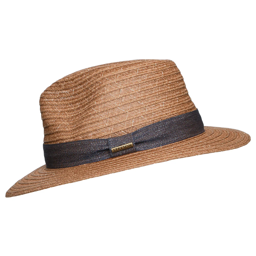Stetson Traveller Fedora Hut aus Toyo Stroh - Hellbraun-Blau - Image 2