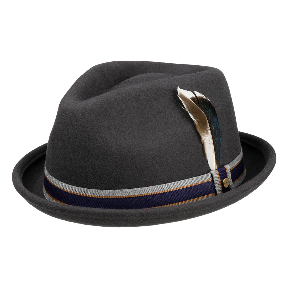 Stetson Valcourt Player Wasserabweisender Wasserabweisende Trilby Hut aus Wollfilz - Dunkelgrau