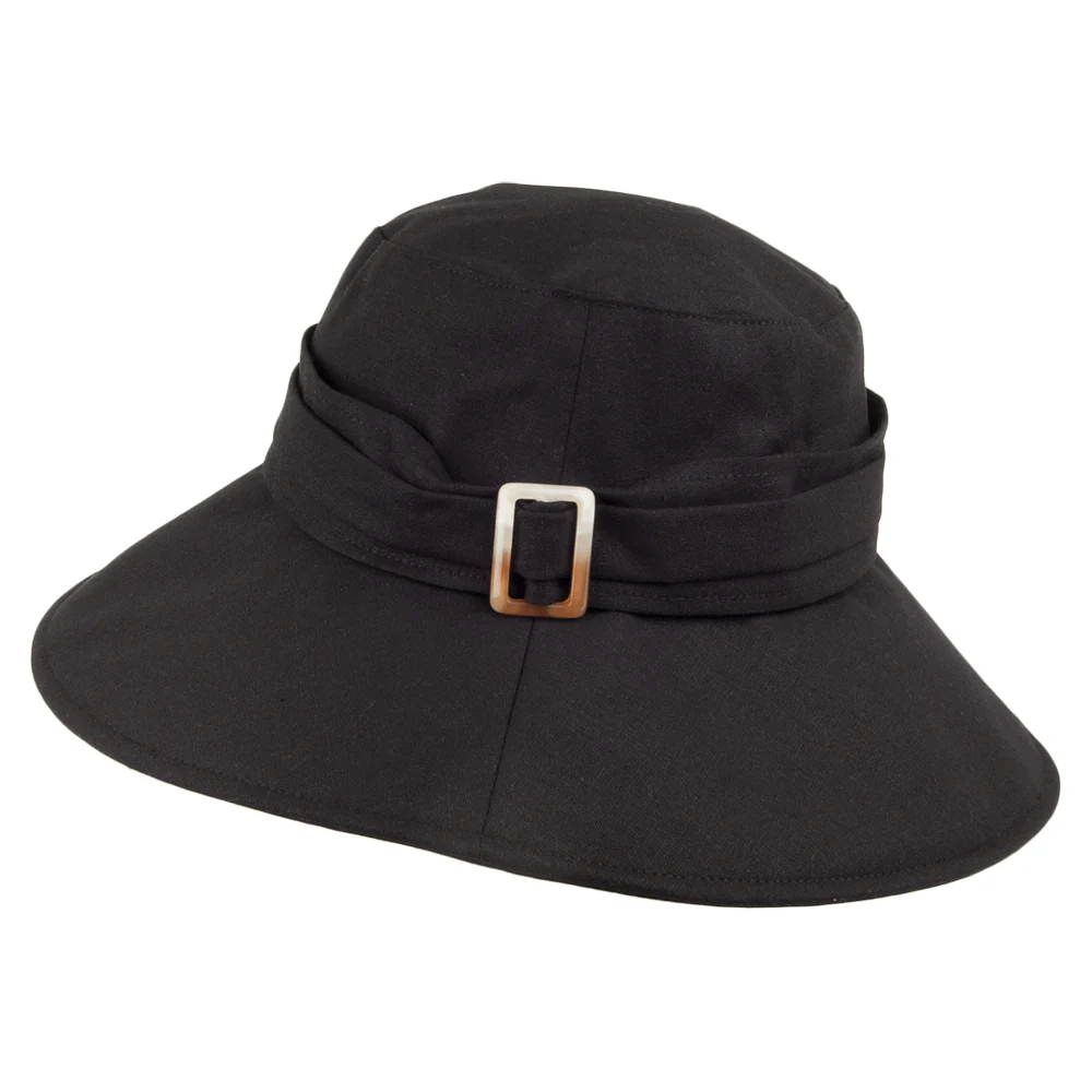 sur la tête knautschbarer Sonnenhut Lotus aus Leinen - Schwarz
