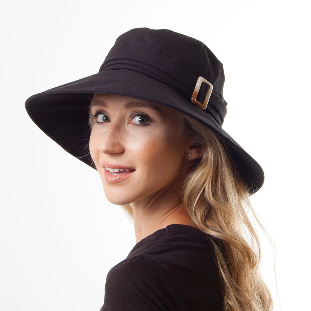 sur la tête knautschbarer Sonnenhut Lotus aus Leinen - Schwarz - Image 2