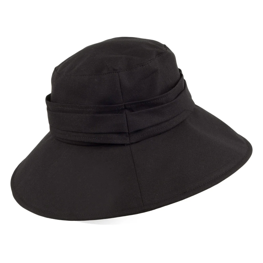 sur la tête knautschbarer Sonnenhut Lotus aus Leinen - Schwarz - Image 3