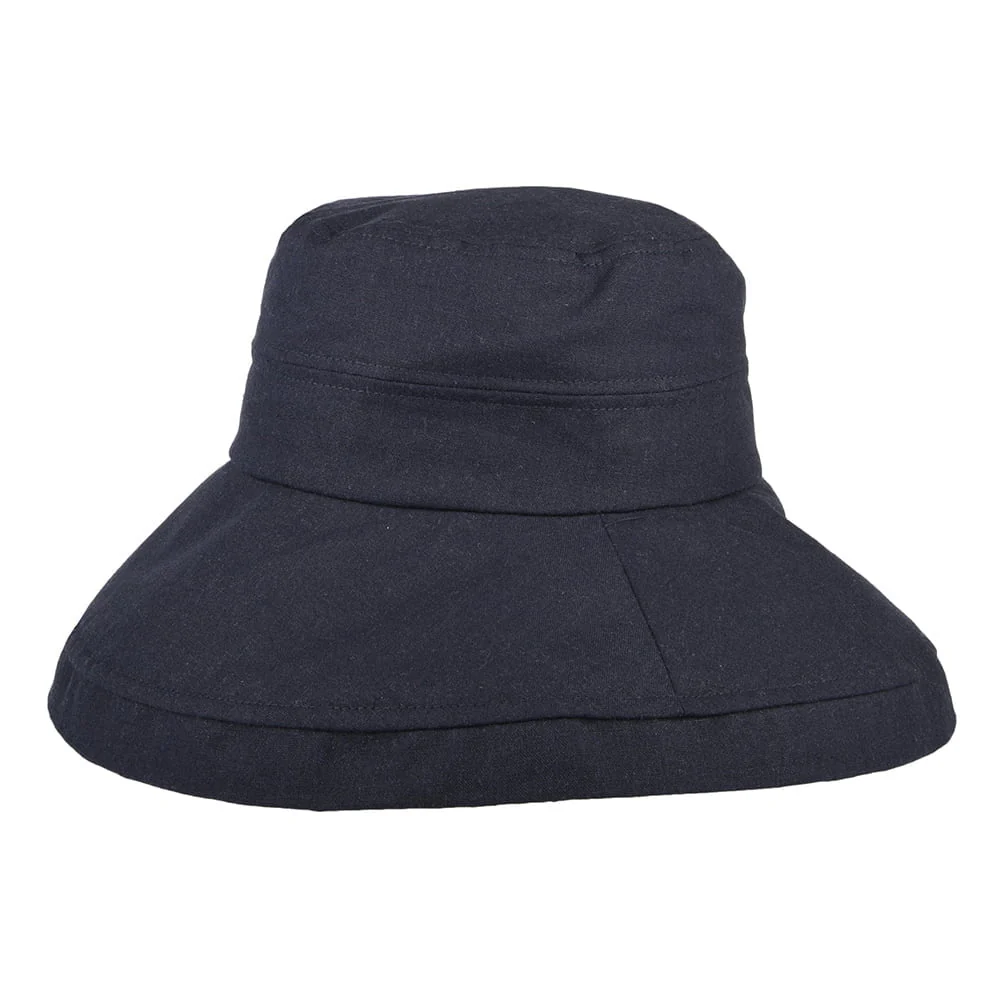 sur la tête Lily Packbarer Sonnenhut aus Leinen-Baumwolle Marineblau Großhandel - Image 2