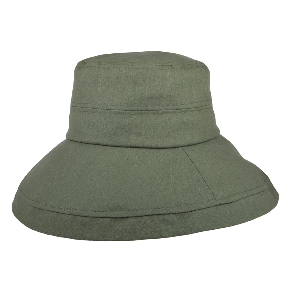 sur la tête Lily Packbarer Sonnenhut aus Leinen-Baumwolle Olivgrün Großhandel - Image 2