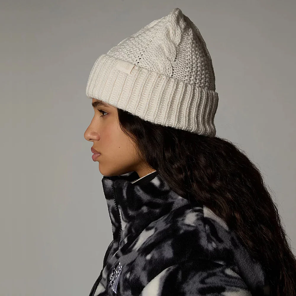 The North Face Damen Oh Mega Cuffed Beanie Mütze mit Zopfstrickmuster - Cremeweiß - Image 4