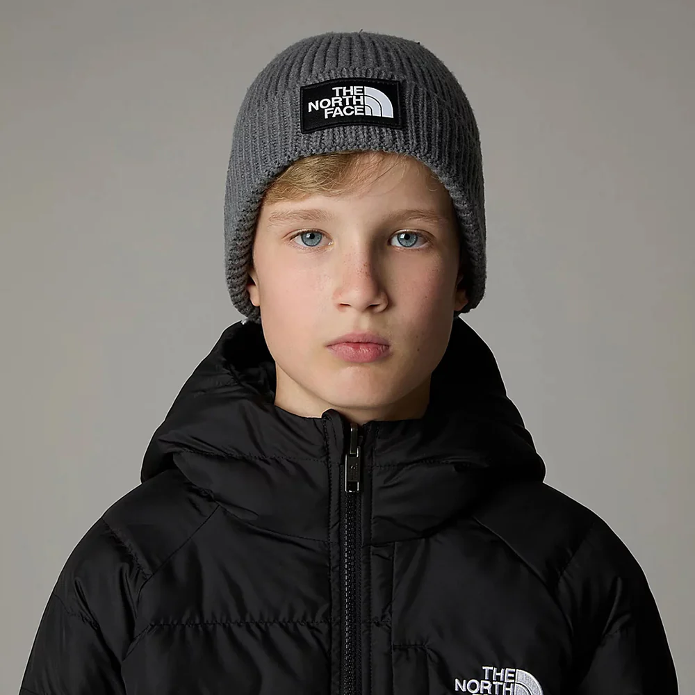 The North Face Kinder TNF Box Logo Cuffed mit Umschlag Beanie Mütze - Mittelgrau - Image 3