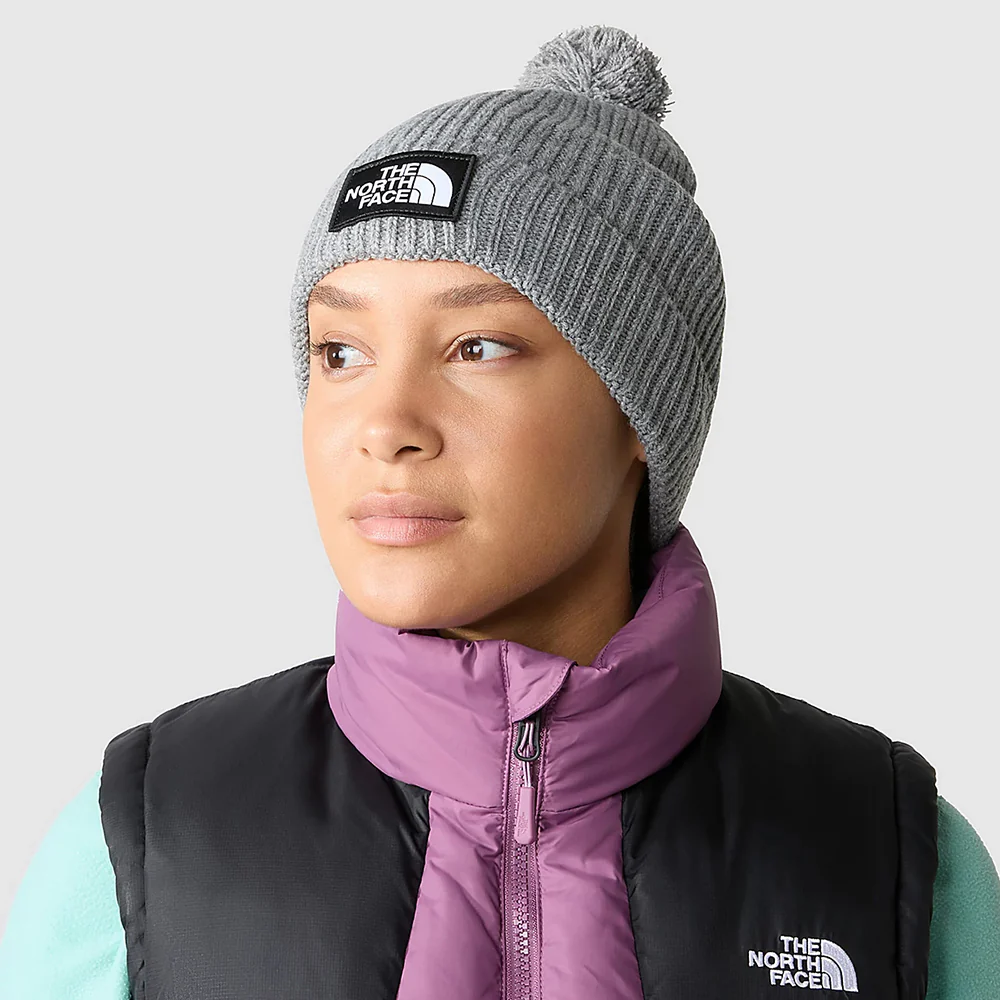 The North Face Logo Box Recycled Bommelmütze - Grau Meliert - Image 3