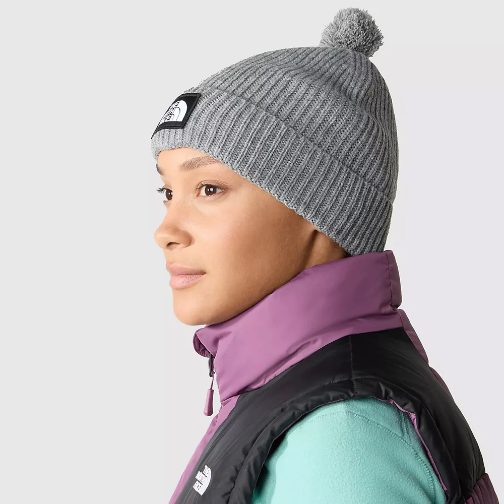 The North Face Logo Box Recycled Bommelmütze - Grau Meliert - Image 4