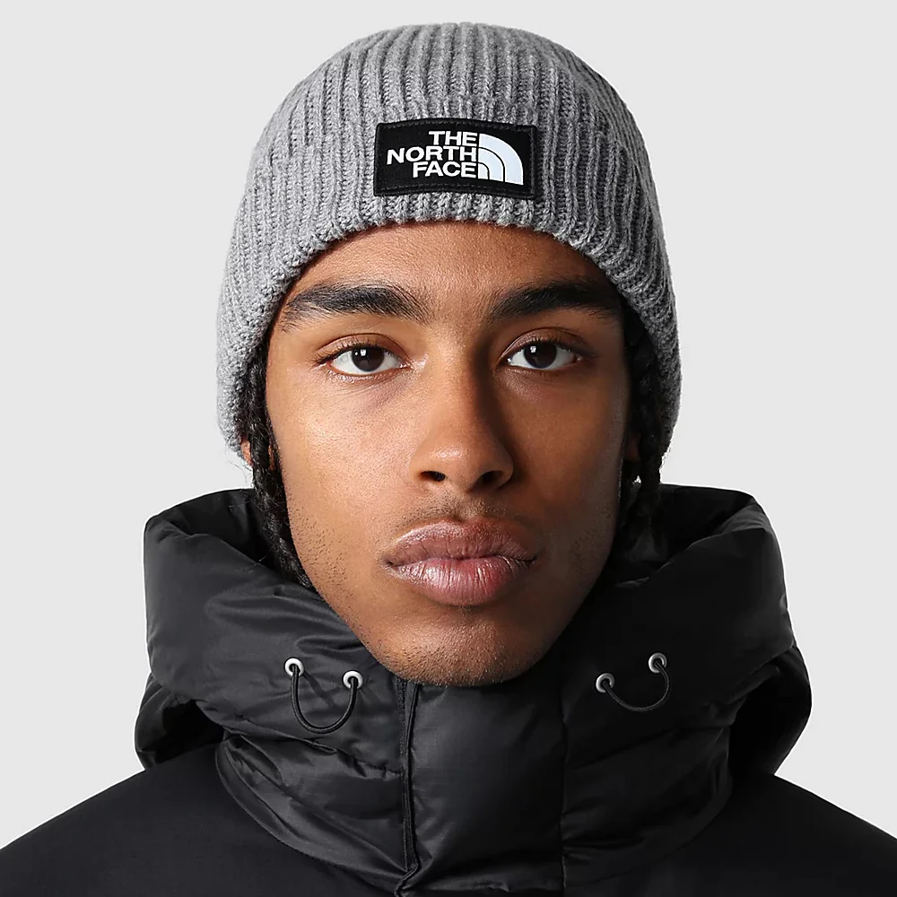 The North Face TNF Logo Box Cuffed Fisherman Beanie Mütze - Mittelgrau - Image 3
