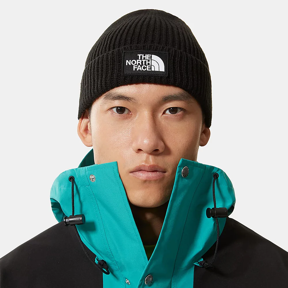The North Face TNF Logo Box Cuffed Fisherman Beanie Mütze - Schwarz - Image 3