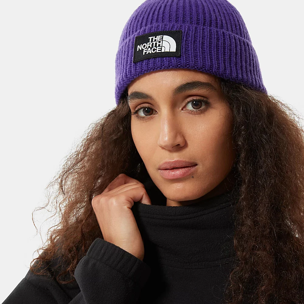 The North Face TNF Logo Box Cuffed Fisherman Beanie Mütze - Lila - Image 3