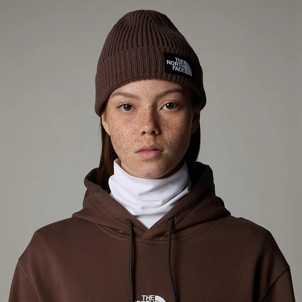 The North Face TNF Logo Box Cuffed Fisherman Beanie Mütze - Rauchbraun - Image 3