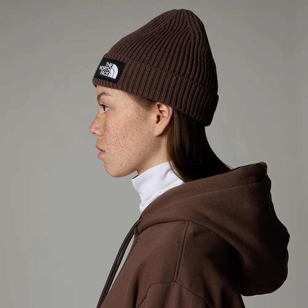 The North Face TNF Logo Box Cuffed Fisherman Beanie Mütze - Rauchbraun - Image 4