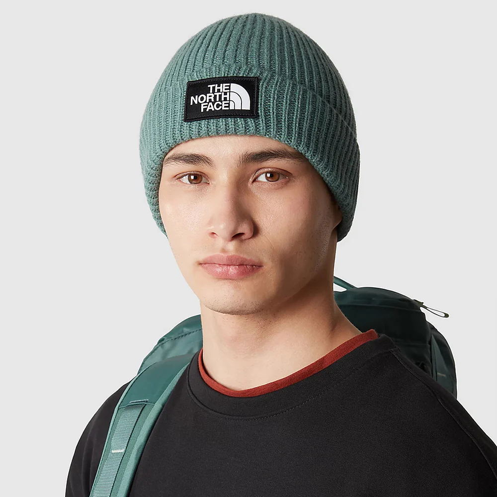 The North Face TNF Logo Box Cuffed Fisherman Beanie Mütze - Helles Salbeigrün - Image 3