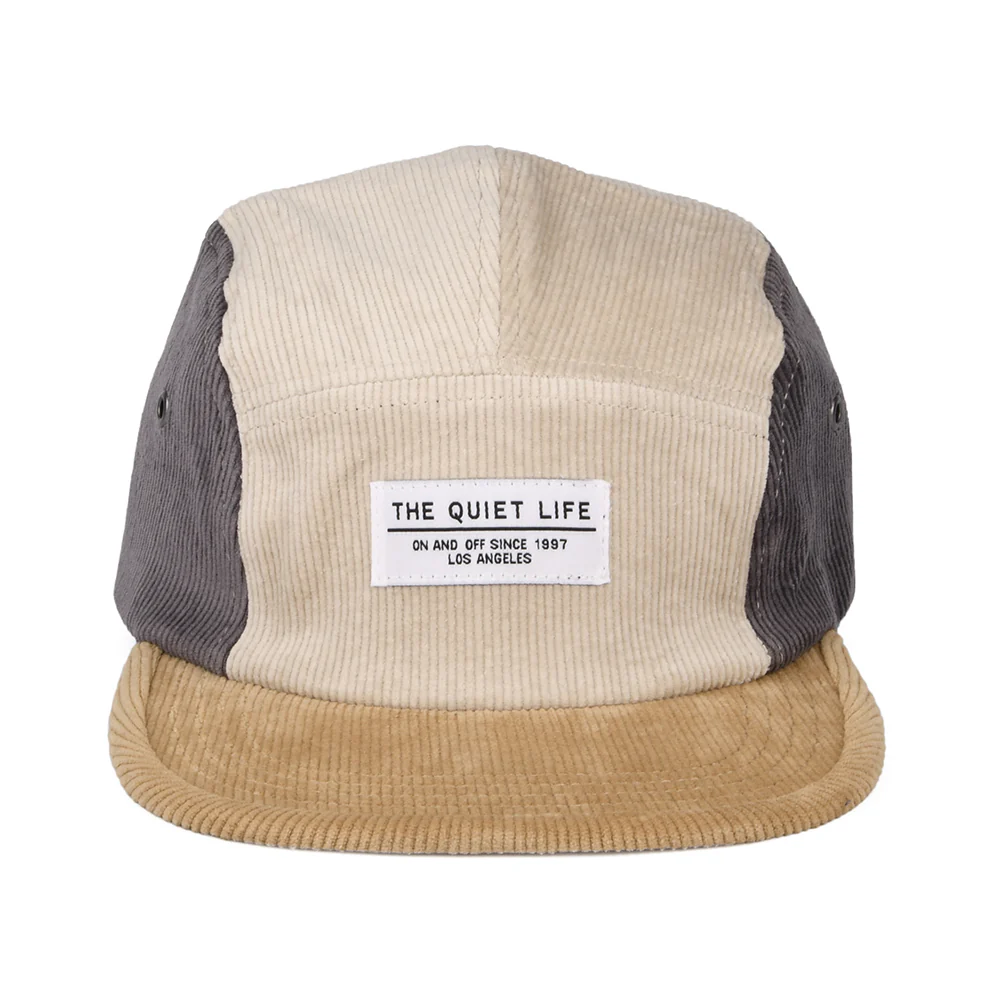 The Quiet Life Colour Block Kord 5 Paneelen Cap - Hellbraun-Grau - Image 2