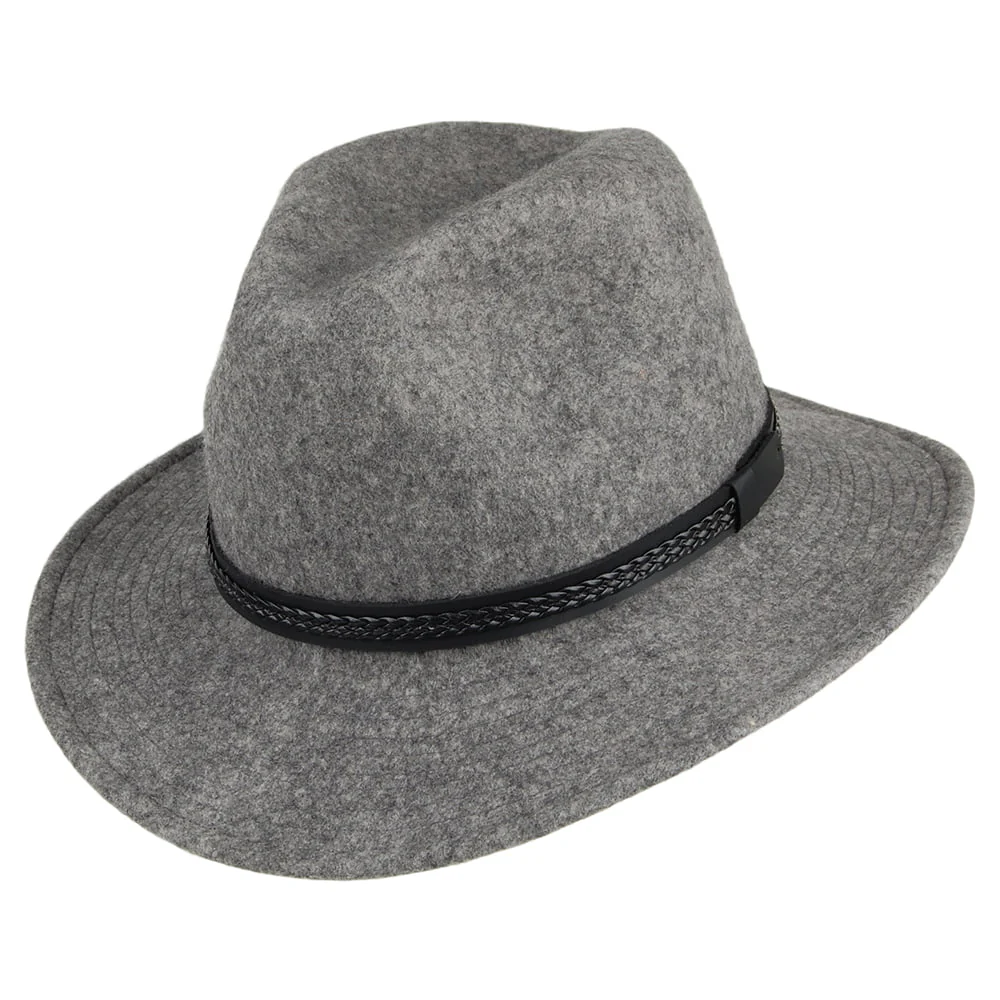 Tilley TWF1 Montana Wasserabweisender Fedora Hut aus Wollfilz - Grau-Mix