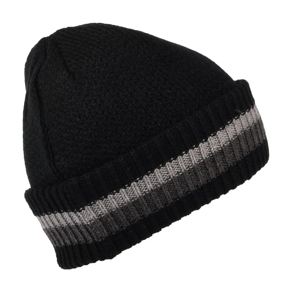 Timberland Gestreifter Umschlag Beanie Mütze - Schwarz-Grau - Image 2