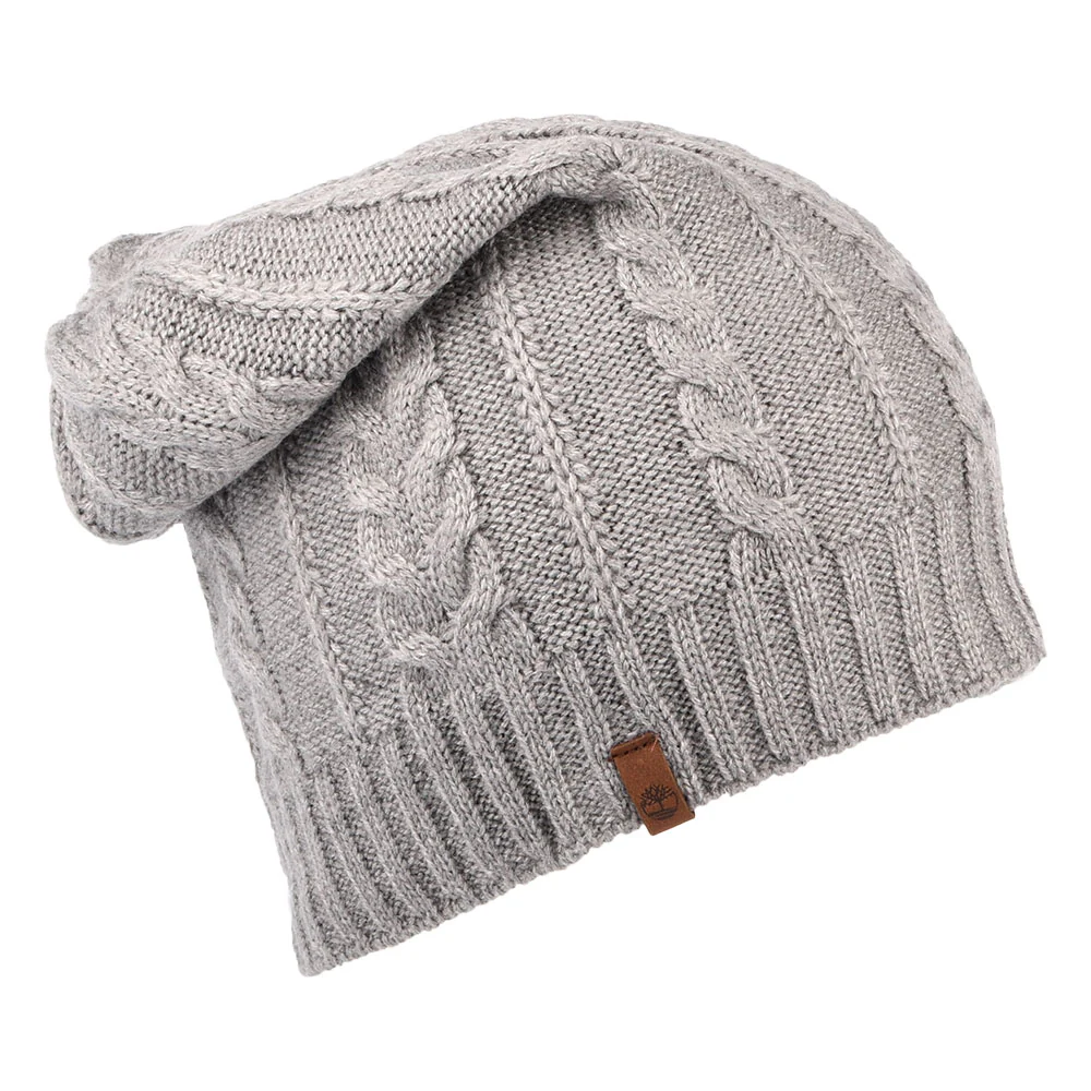 Timberland Slouchy Beanie Mütze mit Zopfstrickmuster - Hellgrau - Image 2