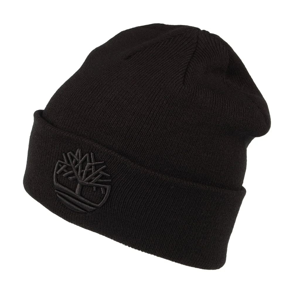Timberland Tonal 3D Stickerei Beanie Mütze - Schwarz