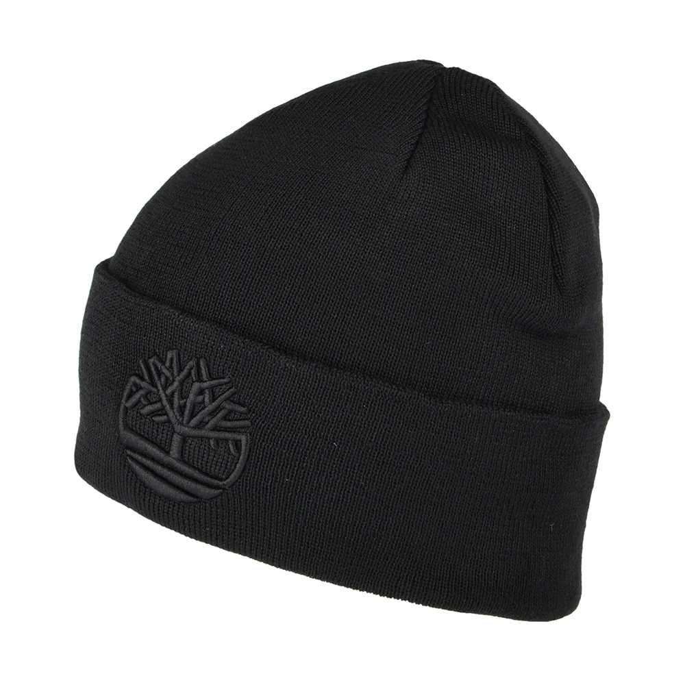 Timberland Tonal 3D Stickerei Recycled Beanie Mütze - Schwarz