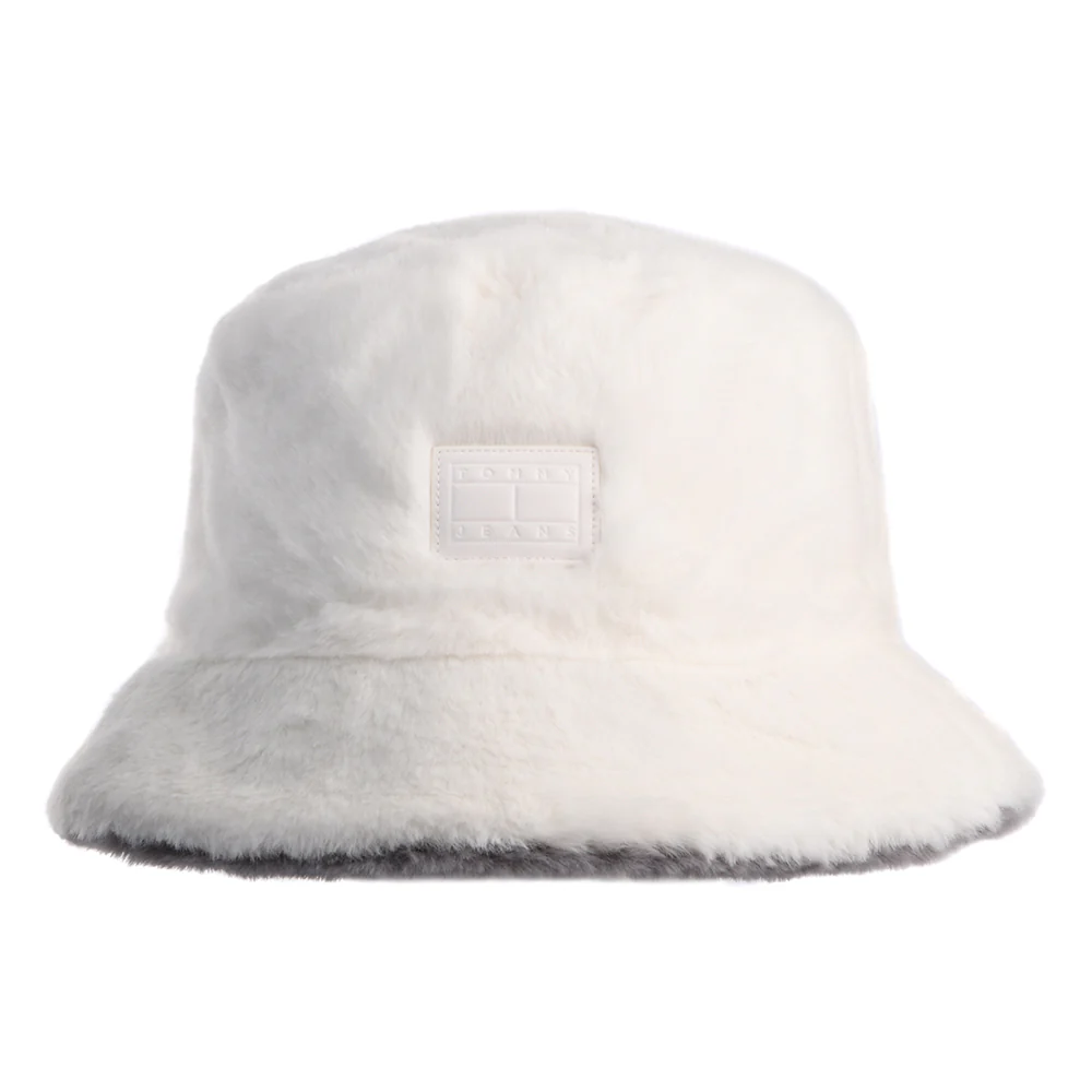 Tommy Hilfiger TJW Fuzzy Wendbarer Kunstfell Fischerhut - Ecru