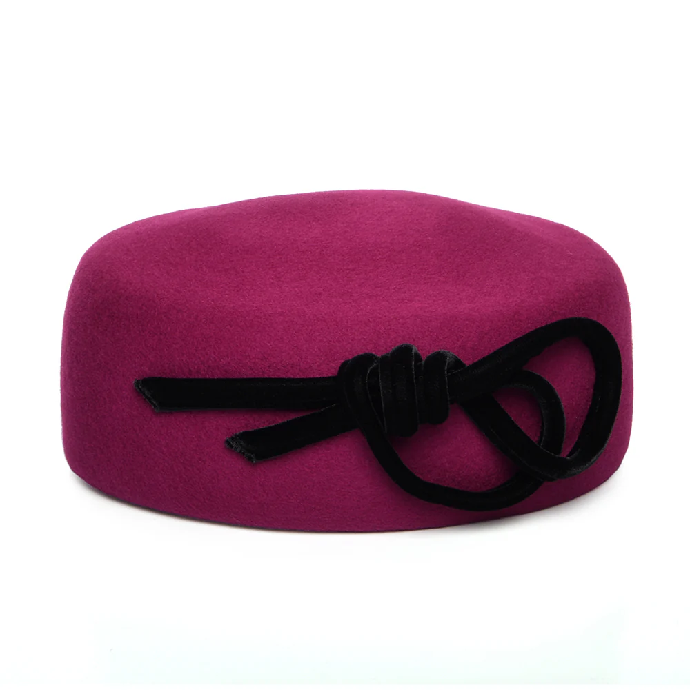 Whiteley Caroline Pillbox Hut aus Wolle mit Samt Schleife - Magenta - Image 2