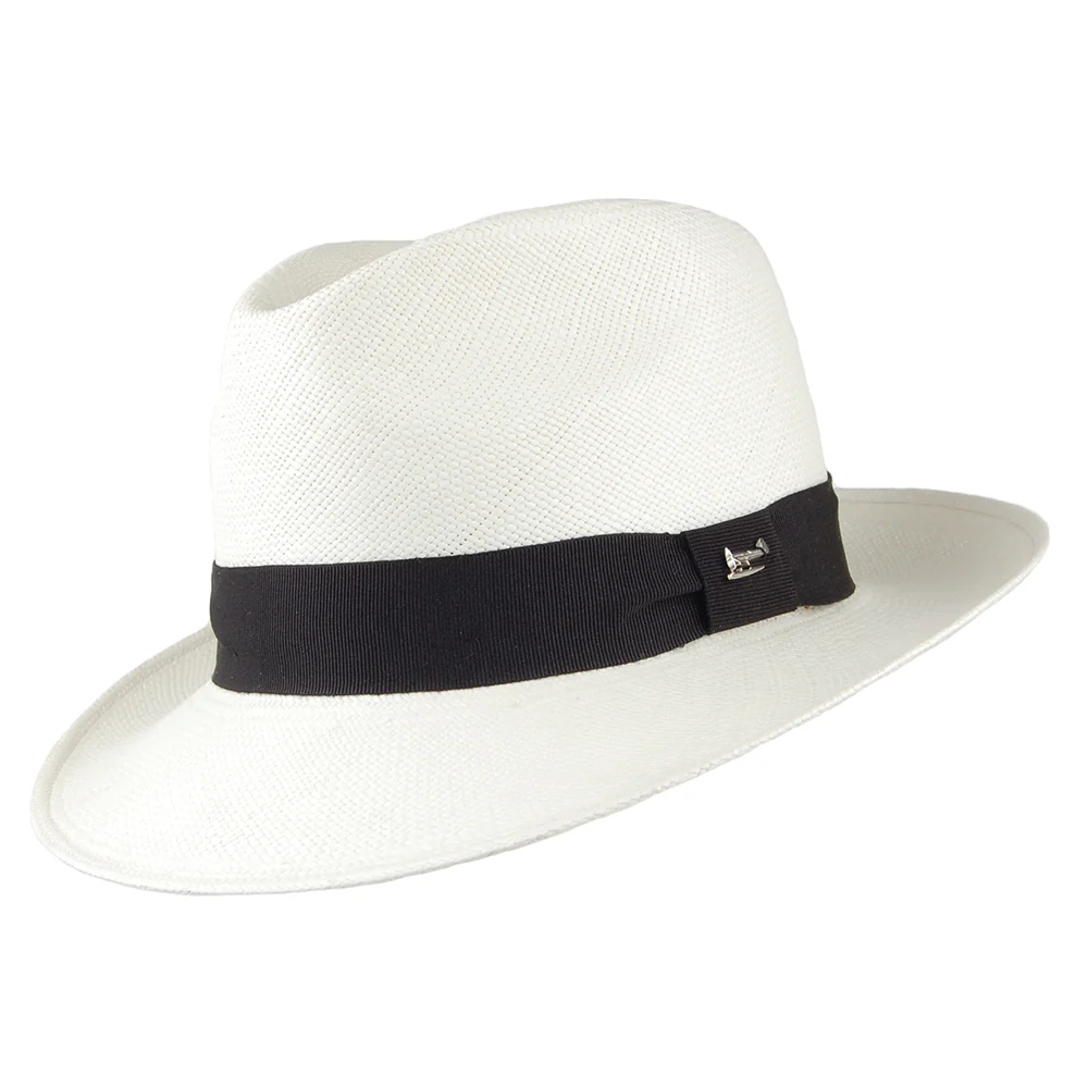 Whiteley Good Wood Panama Fedora Hut - Perlweiß