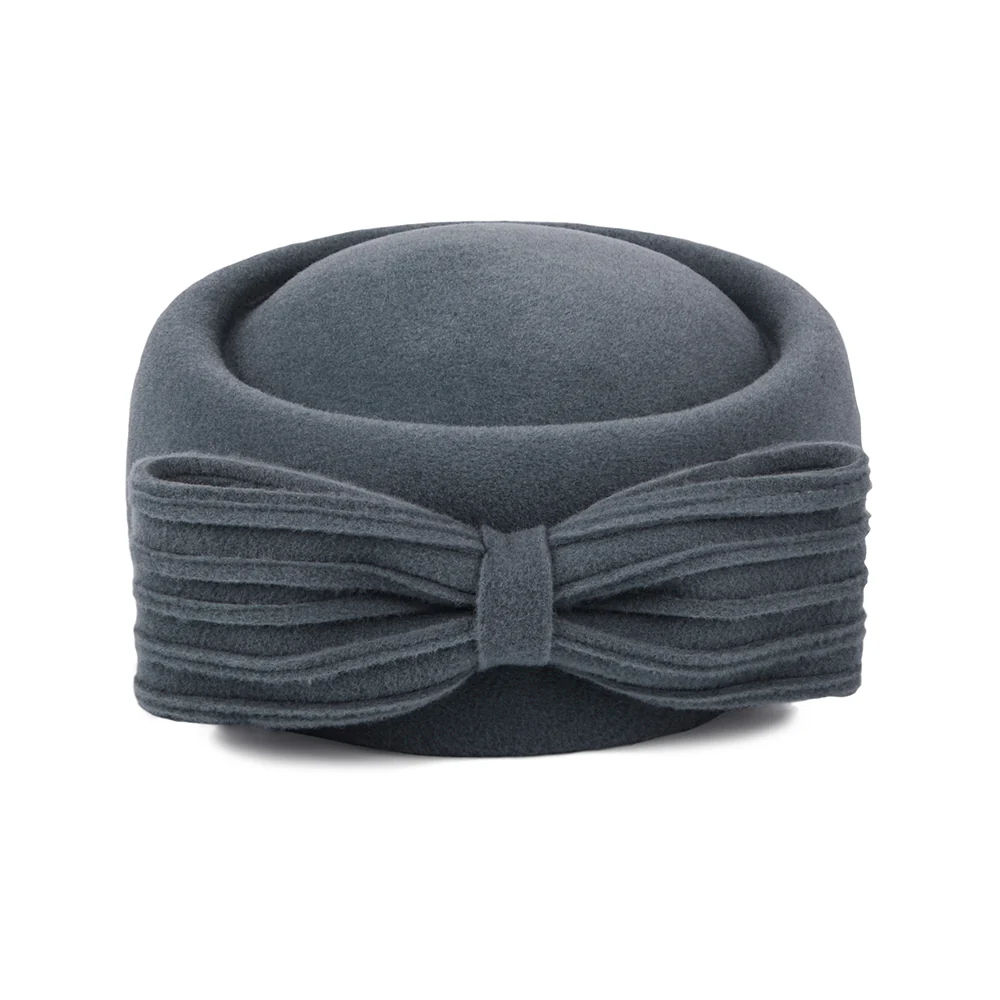 Whiteley Jackie O Loop Bow Pillbox-Hut aus Wolle - Anthrazit - Image 2