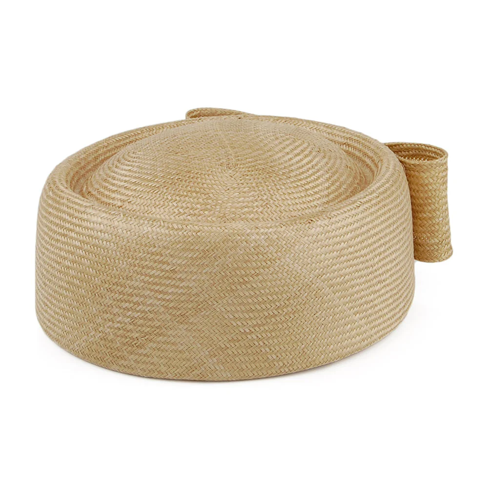 Whiteley Jackie O Pillbox Hut aus Stroh - Dunkles Beige